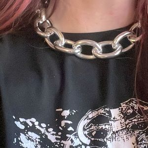 large silver chain necklace